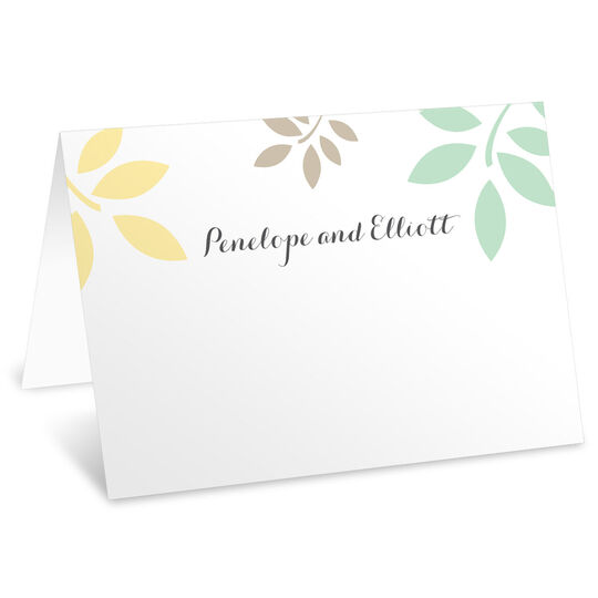 Green and Yellow Botanical Folded Place Cards
